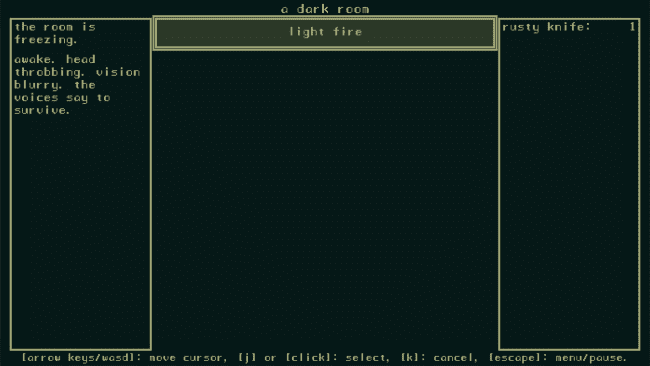 Game screenshot of a dark room