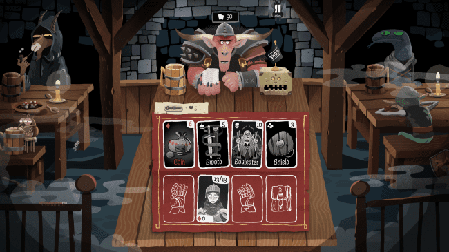 Screenshot of card tracking game
