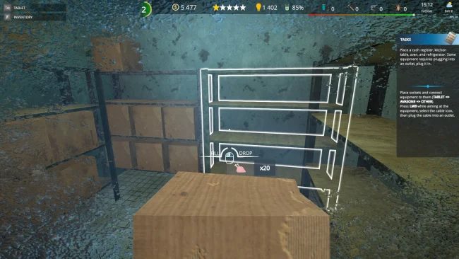 Captura de tela do jogo simulador de proprietário de cafeteria