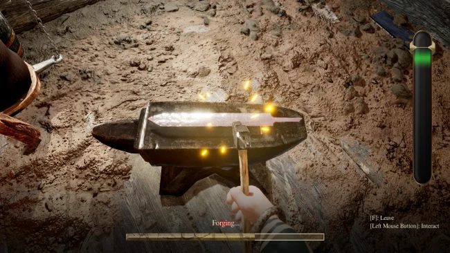 Capture d'écran du jeu de simulation de forgeron