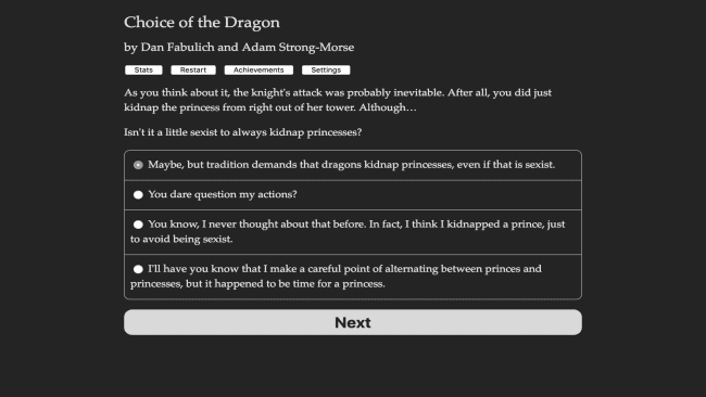 Dragon's Choice game screenshot