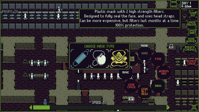 Captura de pantalla del simulador de PC Covid