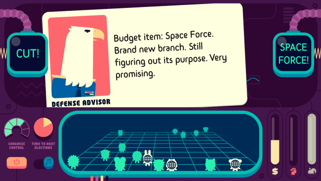 Captura de pantalla del juego del Simulador de Socialismo Democrático