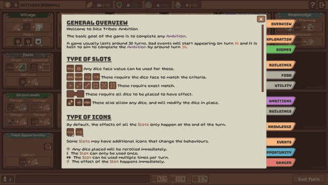 Dice Tribes: captura de pantalla del juego Ambitions