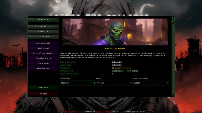 Captura de pantalla del juego después del colapso