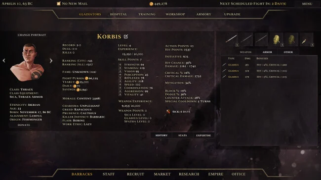 Captura de pantalla del juego Age of Gladiators II: Rome