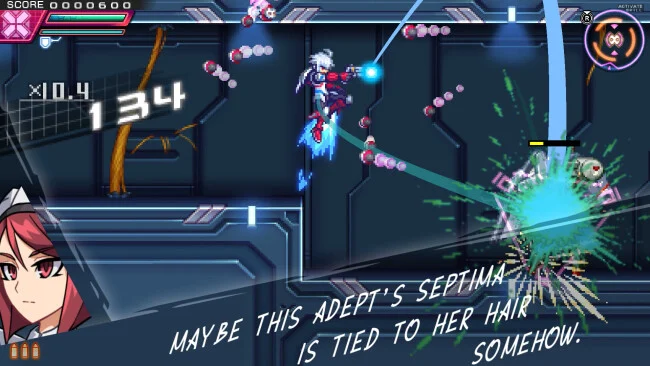 Capture d'écran du gameplay amélioré de la trilogie Azure Striker Gunvolt