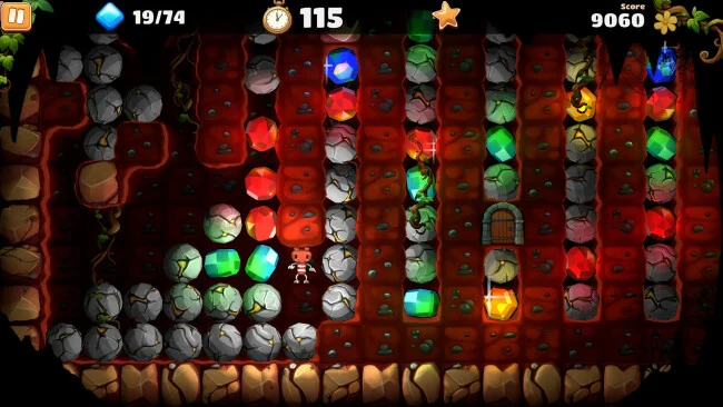 Captura de tela do jogo do 40º aniversário do BOULDER DASH