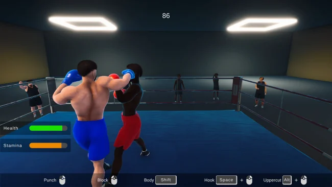 Captura de tela do jogo simulador de boxe