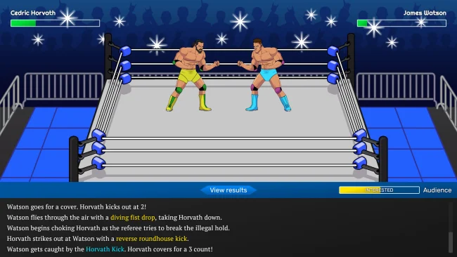 Captura de pantalla del juego del promotor de lucha libre de campeonato