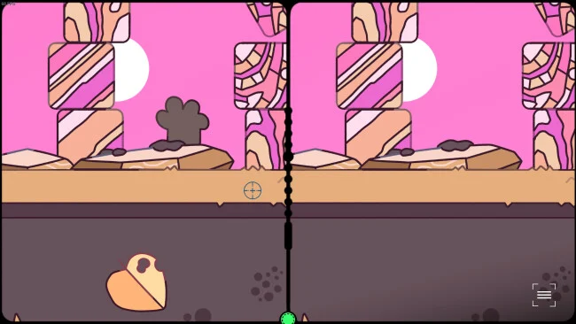 Captura de tela do jogo com lentes quebradas