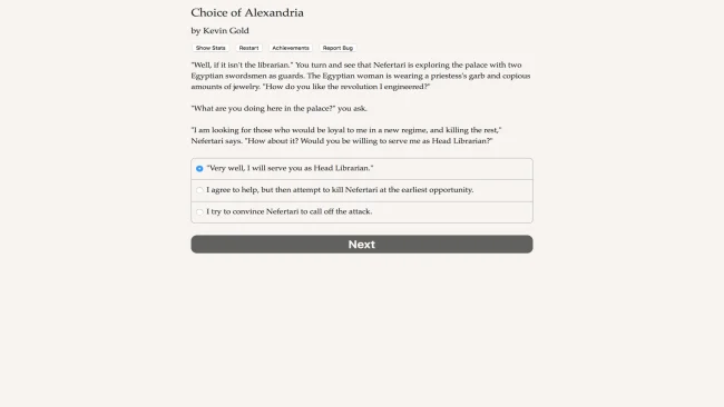 Captura de pantalla del juego Choice Of Alexandria