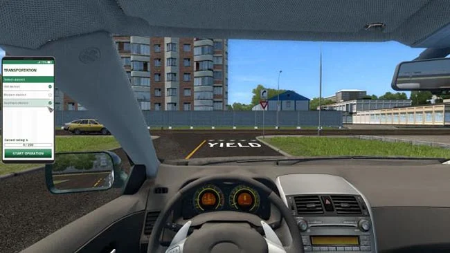 Captura de pantalla del juego de conducción de coches urbanos.