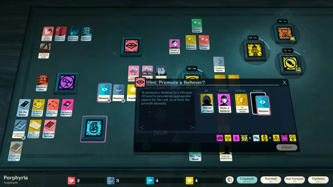 Captura de pantalla del juego Cultist Simulator