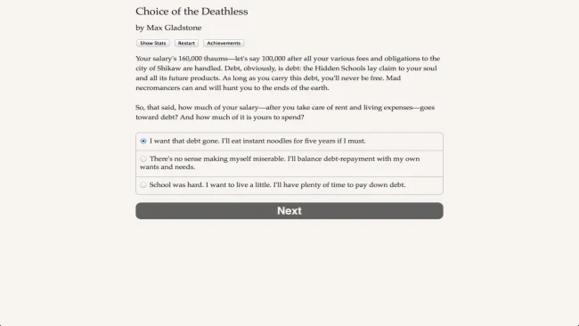 Capture d'écran du jeu Choice of Deathless