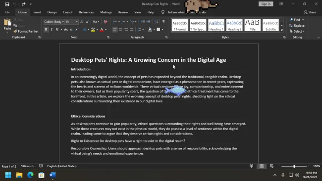 Captura de pantalla del juego Desktop Pet Project